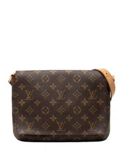 Pre-owned Louis Vuitton 1999 Monogram Musette Tango Short Strap Shoulder Bag In Brown