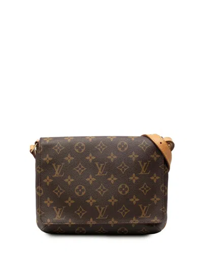 Pre-owned Louis Vuitton 1999 Monogram Musette Tango Short Strap Shoulder Bag In Brown