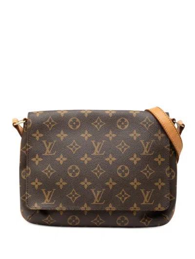 Pre-owned Louis Vuitton 1999 Monogram Musette Tango Short Strap Shoulder Bag In Brown