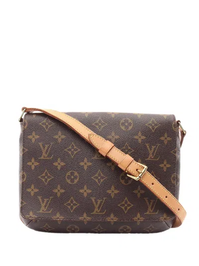 Pre-owned Louis Vuitton 1999 Monogram Musette Tango Short Strap Shoulder Bag In Brown