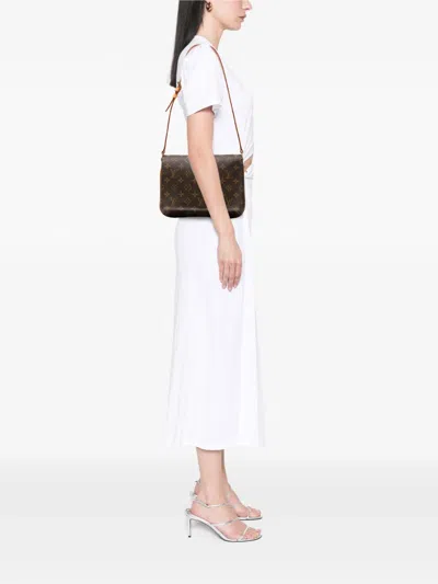 Pre-owned Louis Vuitton 1999 Monogram Musette Tango Short Strap Shoulder Bag In Brown
