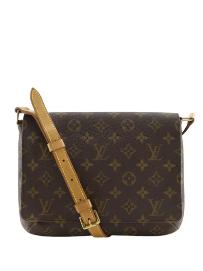 Pre-owned Louis Vuitton 1999 Monogram Musette Tango Short Strap Shoulder Bag In Brown