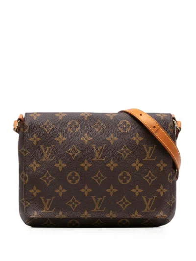 Pre-owned Louis Vuitton 1999 Monogram Musette Tango Short Strap Shoulder Bag In Brown