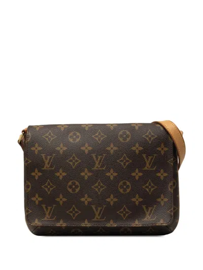 Pre-owned Louis Vuitton 1999 Monogram Musette Tango Short Strap Shoulder Bag In Brown