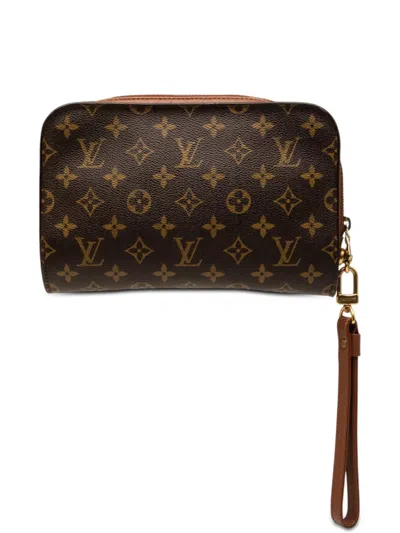 Pre-owned Louis Vuitton 1999 Monogram Orsay Clutch Bag In Brown