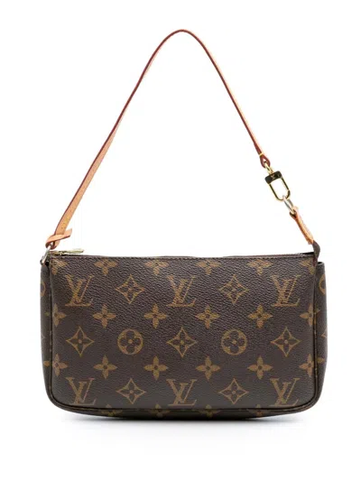 Pre-owned Louis Vuitton 1999 Monogram Pochette Accessoires Shoulder Bag In Brown