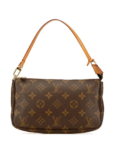 Pre-owned Louis Vuitton 1999 Monogram Pochette Accessoires Shoulder Bag In Brown