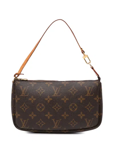 Pre-owned Louis Vuitton 1999 Monogram Pochette Accessoires Shoulder Bag In Brown