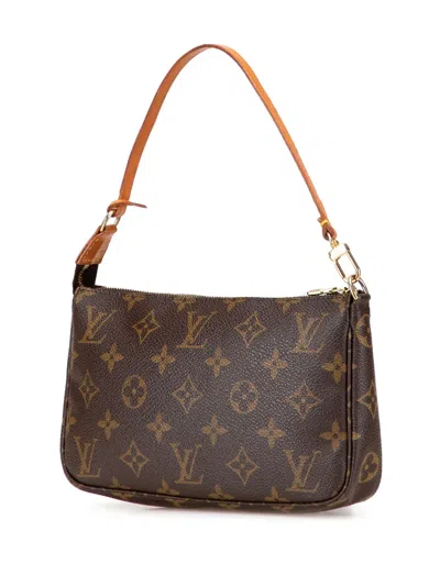 Pre-owned Louis Vuitton 1999 Monogram Pochette Accessoires Shoulder Bag In Brown