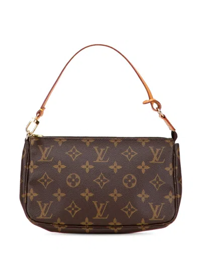 Pre-owned Louis Vuitton 1999 Monogram Pochette Accessoires Shoulder Bag In Brown