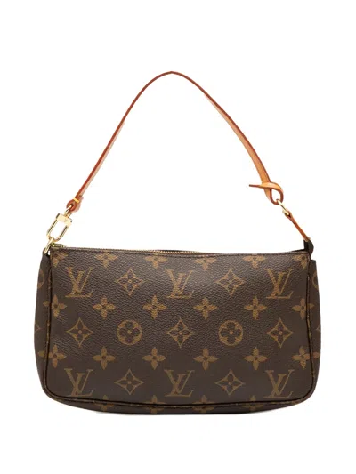 Pre-owned Louis Vuitton 1999 Monogram Pochette Accessoires Shoulder Bag In Brown