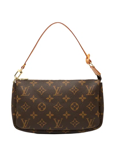 Pre-owned Louis Vuitton 1999 Monogram Pochette Accessoires Shoulder Bag In Brown