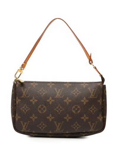Pre-owned Louis Vuitton 1999 Monogram Pochette Accessoires Shoulder Bag In Brown