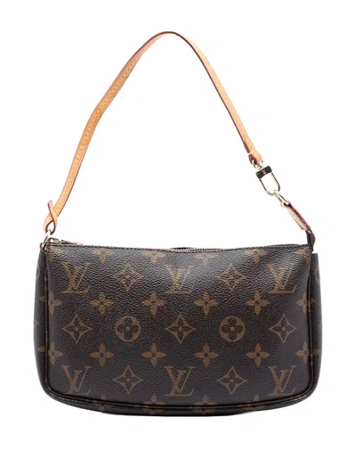 Pre-owned Louis Vuitton 1999 Monogram Pochette Accessoires Shoulder Bag In Brown