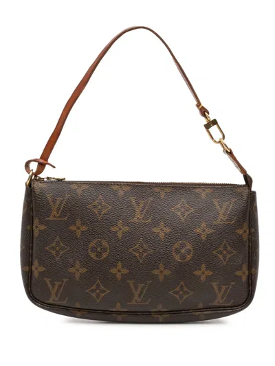 Pre-owned Louis Vuitton 1999 Monogram Pochette Accessoires Shoulder Bag In Brown