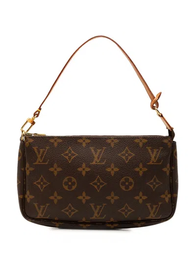 Pre-owned Louis Vuitton 1999 Monogram Pochette Accessoires Shoulder Bag In Brown