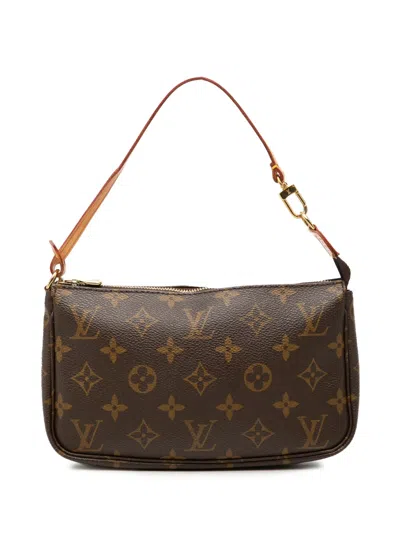 Pre-owned Louis Vuitton 1999 Monogram Pochette Accessoires Shoulder Bag In Brown