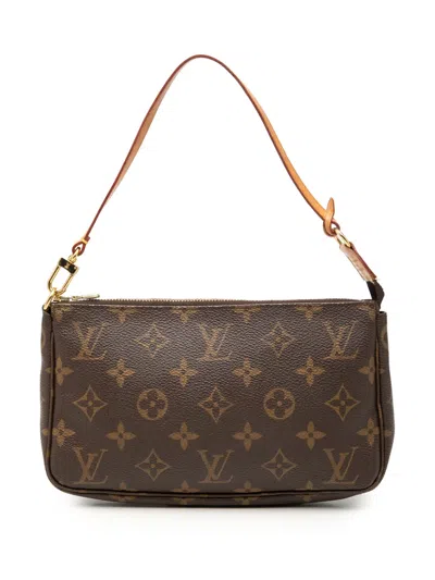 Pre-owned Louis Vuitton 1999 Monogram Pochette Accessoires Shoulder Bag In Brown