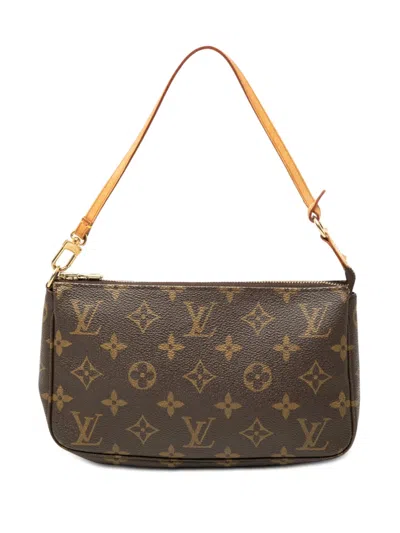 Pre-owned Louis Vuitton 1999 Monogram Pochette Accessoires Shoulder Bag In Brown
