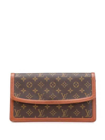 Pre-owned Louis Vuitton 1999 Monogram Pochette Dame Gm Clutch Bag In Brown