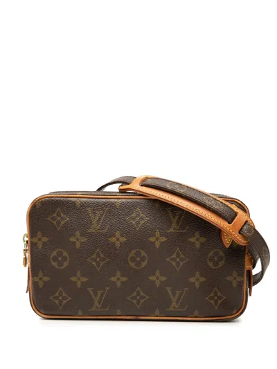 Pre-owned Louis Vuitton 1999 Monogram Pochette Marly Bandouliere Crossbody Bag In Brown