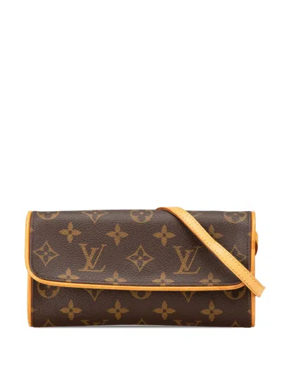 Pre-owned Louis Vuitton 1999 Monogram Pochette Twin Pm Crossbody Bag In Brown