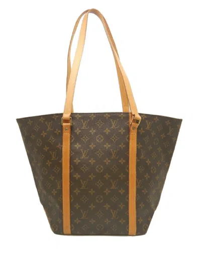Pre-owned Louis Vuitton 1999 Monogram Sac Shopping Tote Bag In Brown