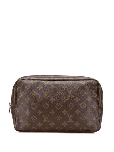 Pre-owned Louis Vuitton 1999 Monogram Trousse Toilette 28 Clutch Bag In Brown