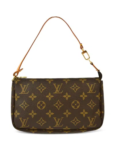 Pre-owned Louis Vuitton 1999 Pochette Accessoires Clutch Bag In Brown