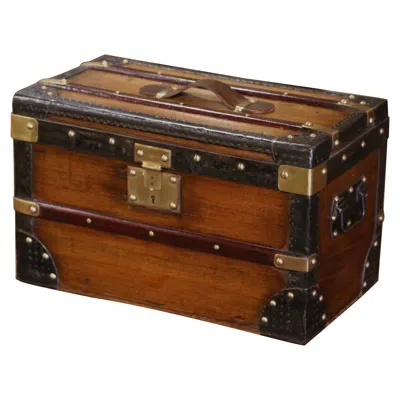 Pre-owned Louis Vuitton 19th Century French Poplar Iron Brass And Leather Travel Trunk Jewelry Box In Brown