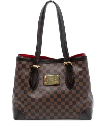 Pre-owned Louis Vuitton 2000-2020 Damier Ebene Hampstead Mm Tote Bag In Brown