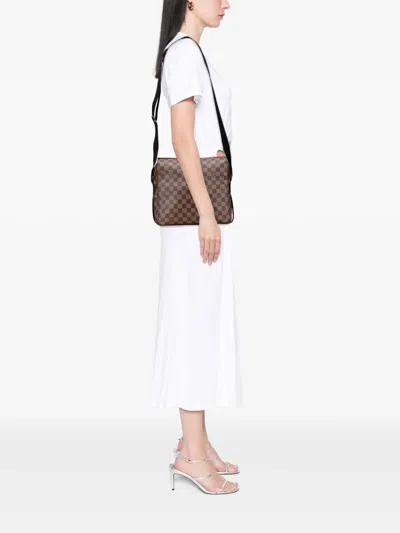 Pre-owned Louis Vuitton 2000-2020 Damier Ebene Naviglio Crossbody Bag In Brown