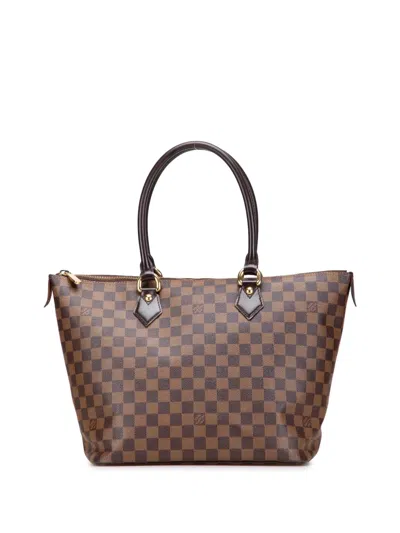 Pre-owned Louis Vuitton 2000-2020 Damier Ebene Saleya Mm Tote Bag In Brown