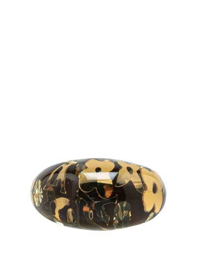 Pre-owned Louis Vuitton 2000-2024 Resin Crystal Inclusion Ring Costume Ring In Gold