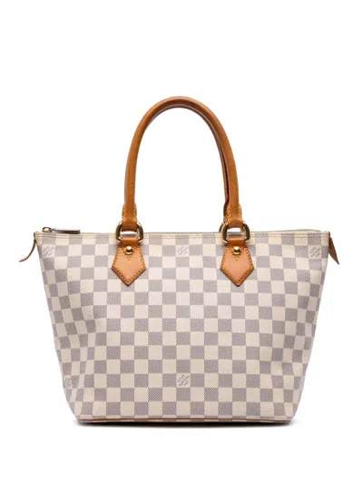 Pre-owned Louis Vuitton 2000-2025 Damier Azur Saleya Pm Handbag In White