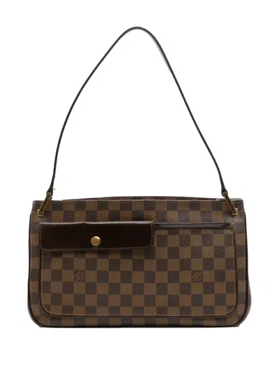 Pre-owned Louis Vuitton 2000-2025 Damier Ebene Aubagne Shoulder Bag In Brown