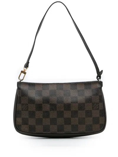Pre-owned Louis Vuitton 2000-2025 Damier Ebene Navona Shoulder Bag In Brown