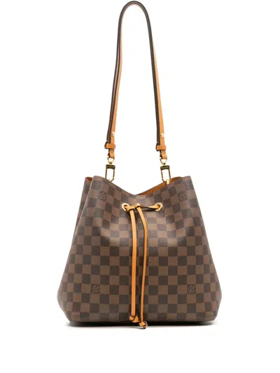 Pre-owned Louis Vuitton 2000-2025 Damier Ebene Neonoe Mm Bucket Bag In Brown