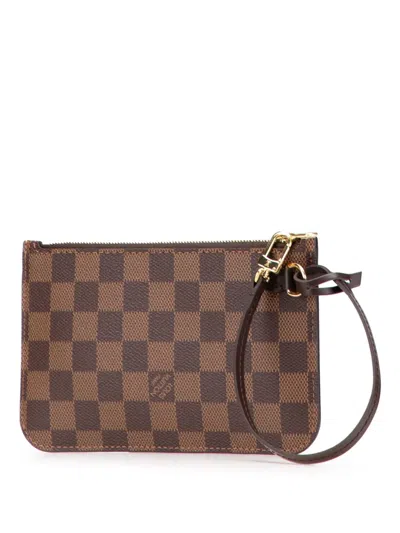 Pre-owned Louis Vuitton 2000-2025 Damier Ebene Neverfull Pm Pouch In Brown