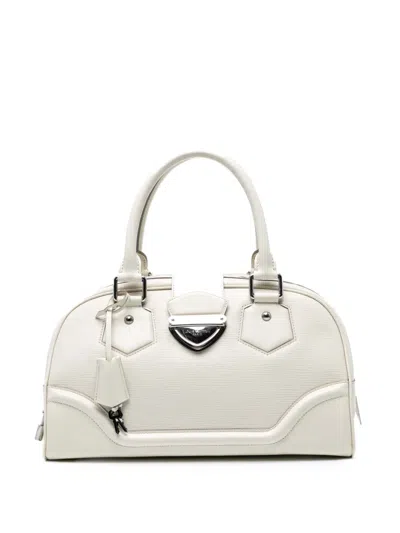 Pre-owned Louis Vuitton 2000-2025 Epi Bowling Montaigne Gm Handbag In White