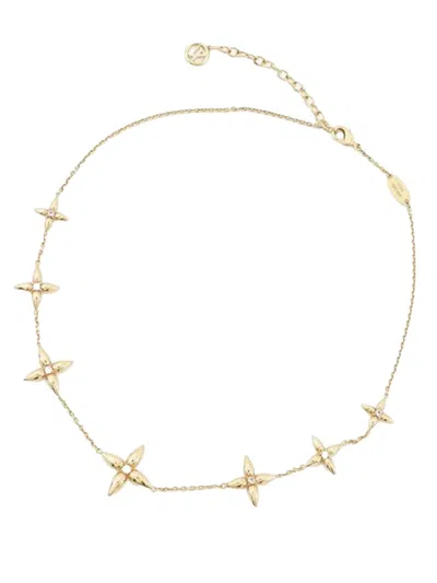 Pre-owned Louis Vuitton 2000-2025 Gold Plated Crystal Louisette Signature Necklace Costume Necklace