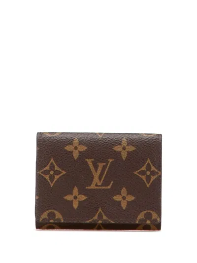 Pre-owned Louis Vuitton 2000-2025 Monogram Enveloppe Carte De Visite Card Holder In Brown