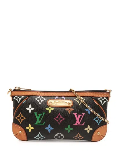 Pre-owned Louis Vuitton 2000-2025 Monogram Multicolore Milla Pochette Mm Shoulder Bag In Black