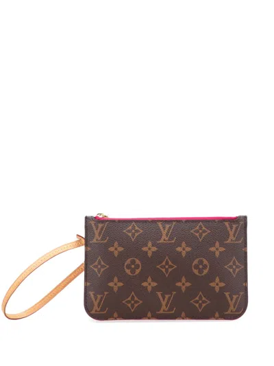 Pre-owned Louis Vuitton 2000-2025 Monogram Neverfull Pouch In Brown