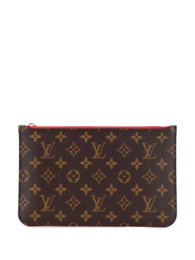 Pre-owned Louis Vuitton 2000-2025 Monogram Neverfull Pouch In Brown