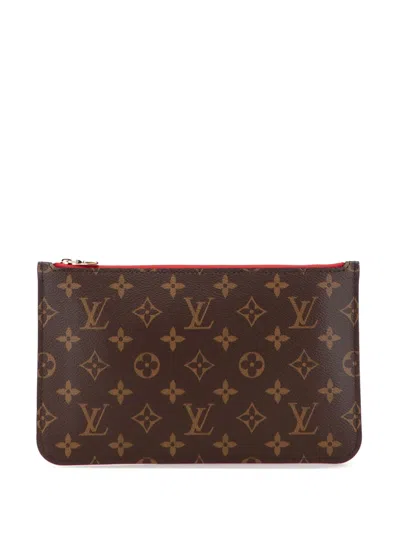 Pre-owned Louis Vuitton 2000-2025 Monogram Neverfull Pouch In Brown