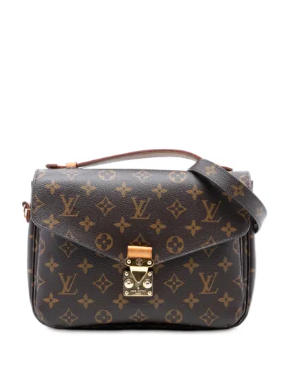 Pre-owned Louis Vuitton 2000-2025 Monogram Pochette Metis Satchel In Brown