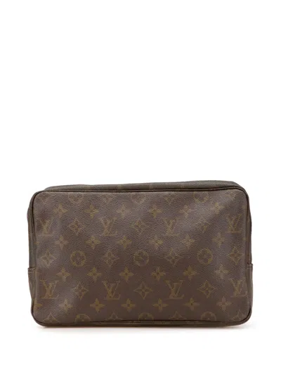 Pre-owned Louis Vuitton 2000-2025 Monogram Trousse Toilette 28 Clutch Bag In Brown