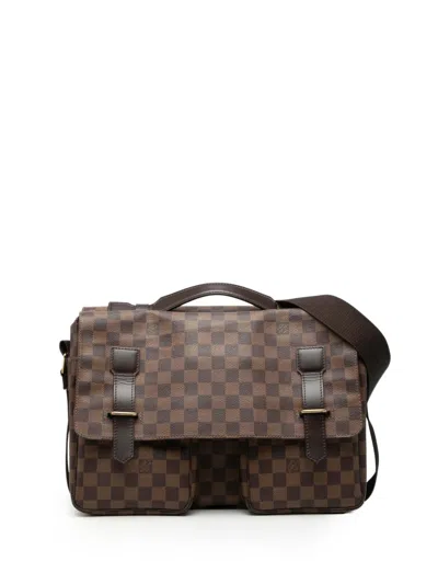 Pre-owned Louis Vuitton 2000 Damier Ebene Broadway Satchel In Brown