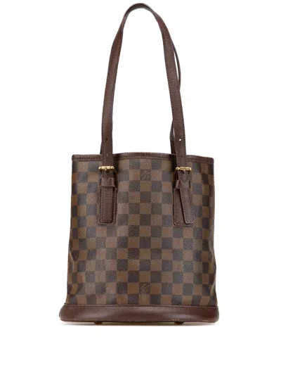 Pre-owned Louis Vuitton 2000 Damier Ebene Marais Bucket Bag In Brown